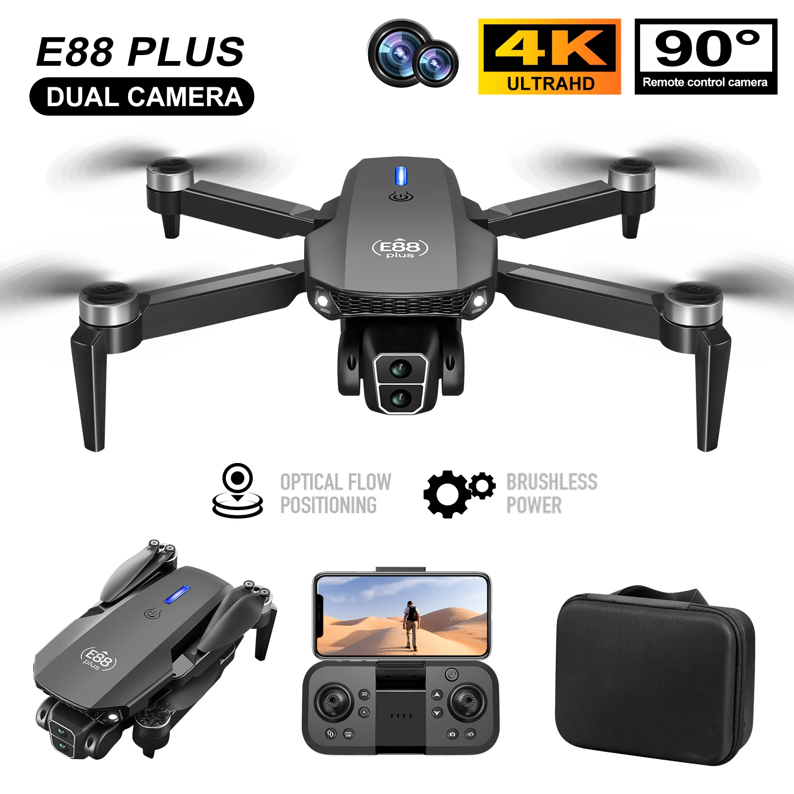 طائرة بدون طيار E88 Plus Quadc - مراجعة Drone Camera Hd وسعره